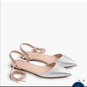 👠 J.Crew Sparkly Glitter Tie Up Flats